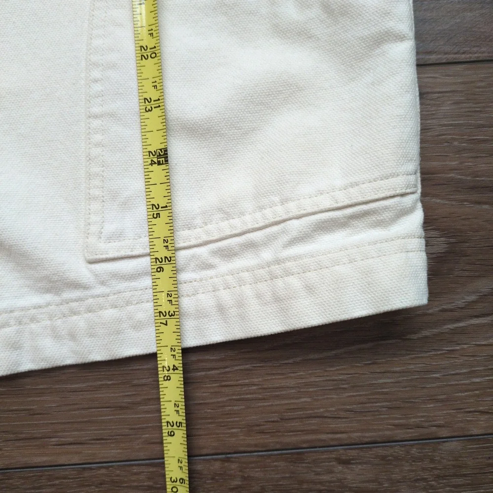 Vtg 90s Ruff Hewn Barn Chore Jacket White Canvas Corduroy Collar Workwear Large